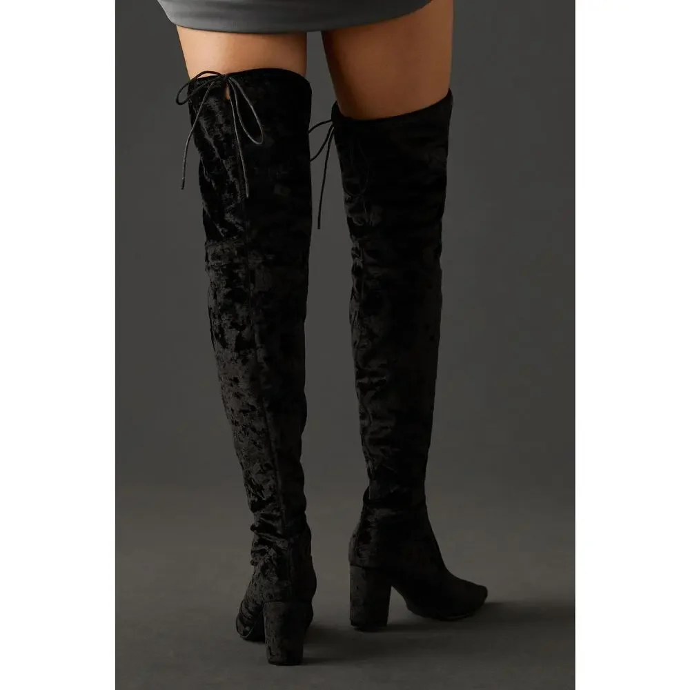 NWT Silent D Over-The-Knee Black Velvet Boots - 37EU (7 US)